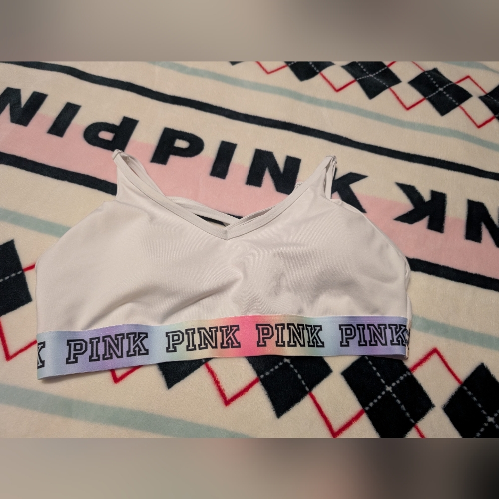 Victoria's Secret PINK White Sports Bra large